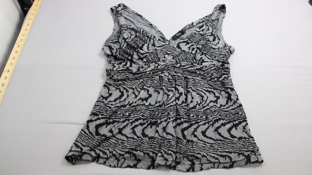 Express Sleeveless Empire Waist Tank Top 2000s Womens M Gray V-Neck Ruched